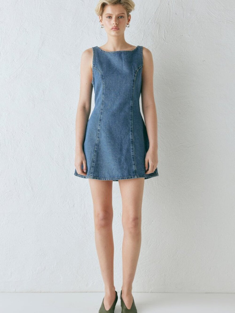 VRG GRL denim mini dress with cinch ties - AU12
